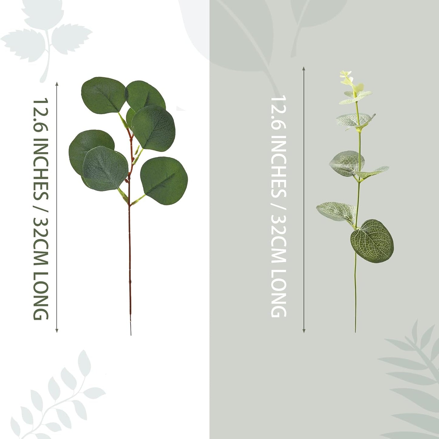 Fake Plants, 20Pcs Eucalyptus Stems Artificial Flowers, Fake Eucalyptus Leaves Stems, Plastic Grey Green Touch Leaf Branches for Home Office Flowers Bouquet Centerpiece Wedding Decoration
