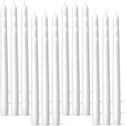 Everymoment Ivory Taper Candles - 4 Pack 10 Inch Candlesticks - Dripless & Smokeless Tapered Candle 8 Hours Unscented Cream Candle Sticks - Perfect for Wedding Holiday Dinner Party Home Decor