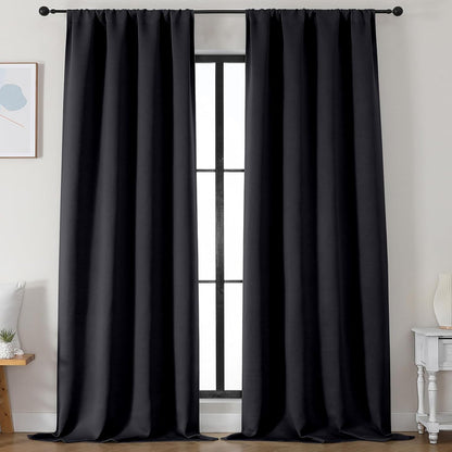 Simplebrand Ava Sage Green Blackout Curtains for Bedroom 63 Inch Length 2 Panels Set, Solid Thermal Insulated Energy Saving Rod Pocket Window Treatment Curtains Blackout Drapes, W40 x L63 Inch, Sage - Colors C