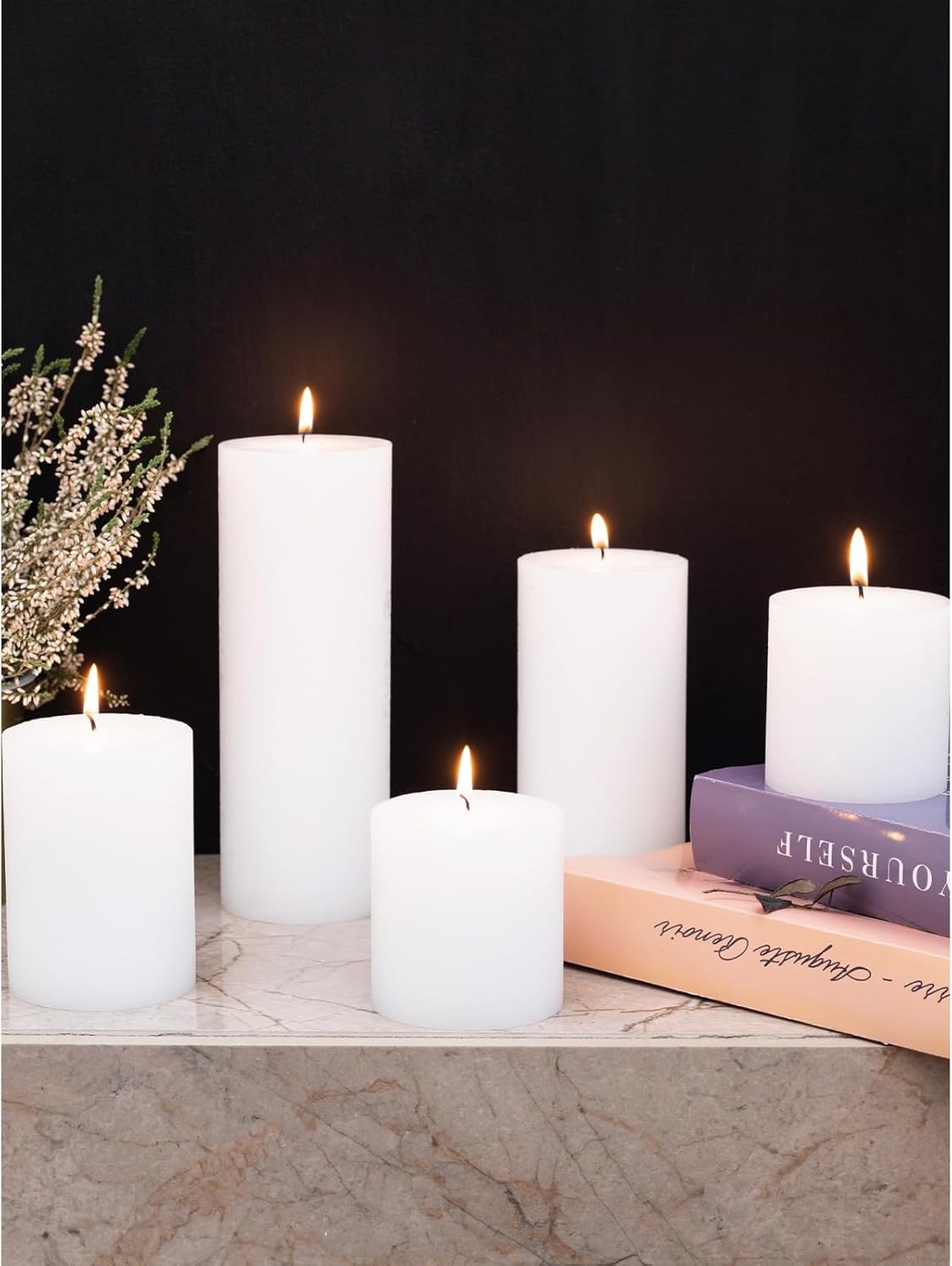 CANDWAX 3x4 inch Pillar Candles Set of 3 – Unscented Dripless Rustic Dark Blue Candles for Room Decor, Weddings, Centerpieces