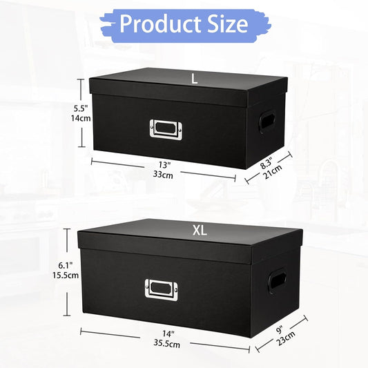 Briful Set of 2 Blue and White Porcelain-Style Storage Boxes with Lids – Elegant Floral Nesting Organizer Bins, 14'' + 13'' Set Decorative Cardboard Gift Boxes for Home or Office Use