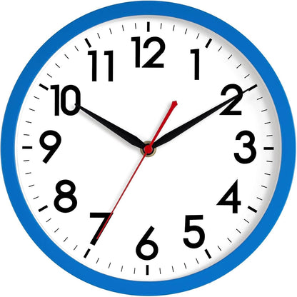 AKCISOT Wall Clock, Modern Small Wall Clocks Battery Operated 8 Inch, Silent Non-Ticking Analog Classic for Office, Home, Bathroom, Kitchen, Bedroom, School(Black)