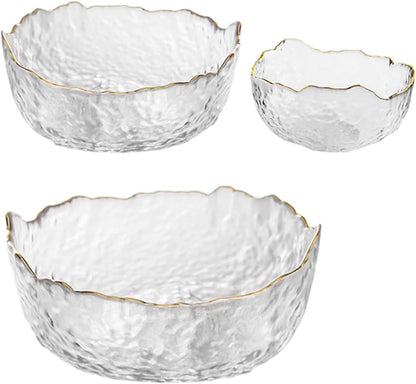 Glass Salad Bowl Irregular Lotus Flower Shape Serving Bowls, Mixing Nut Bowls for Kitchen Fruist, Snack, Dessert, and Ice Cream Candy Dishes (Crystal Gradient Pink, 6.5")