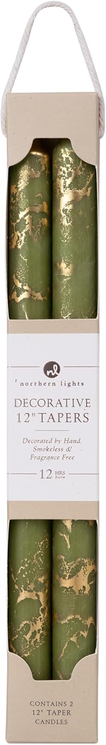 Premium Decorative Tapers - 12" 2PK - Terra Cotta w/Gold - 73301