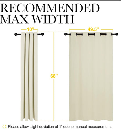 NICETOWN Halloween Pitch Black Solid Thermal Insulated Grommet Blackout Curtains/Drapes for Bedroom Window (2 Panels, 42 inches Wide by 63 inches Long, Black) - Colors C