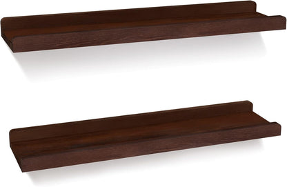 Love-KANKEI Floating Shelves Wall Mounted Set of 2, 17 Inch Rustic Wood Wall Shelves for Storage, Bedroom Living Room Bathroom Kitchen Office and More White