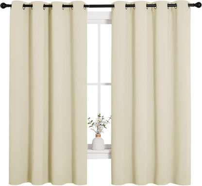 NICETOWN Halloween Pitch Black Solid Thermal Insulated Grommet Blackout Curtains/Drapes for Bedroom Window (2 Panels, 42 inches Wide by 63 inches Long, Black) - Colors C