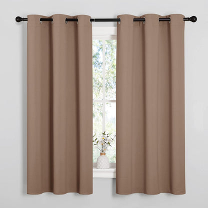 NICETOWN Halloween Pitch Black Solid Thermal Insulated Grommet Blackout Curtains/Drapes for Bedroom Window (2 Panels, 42 inches Wide by 63 inches Long, Black) - Colors D