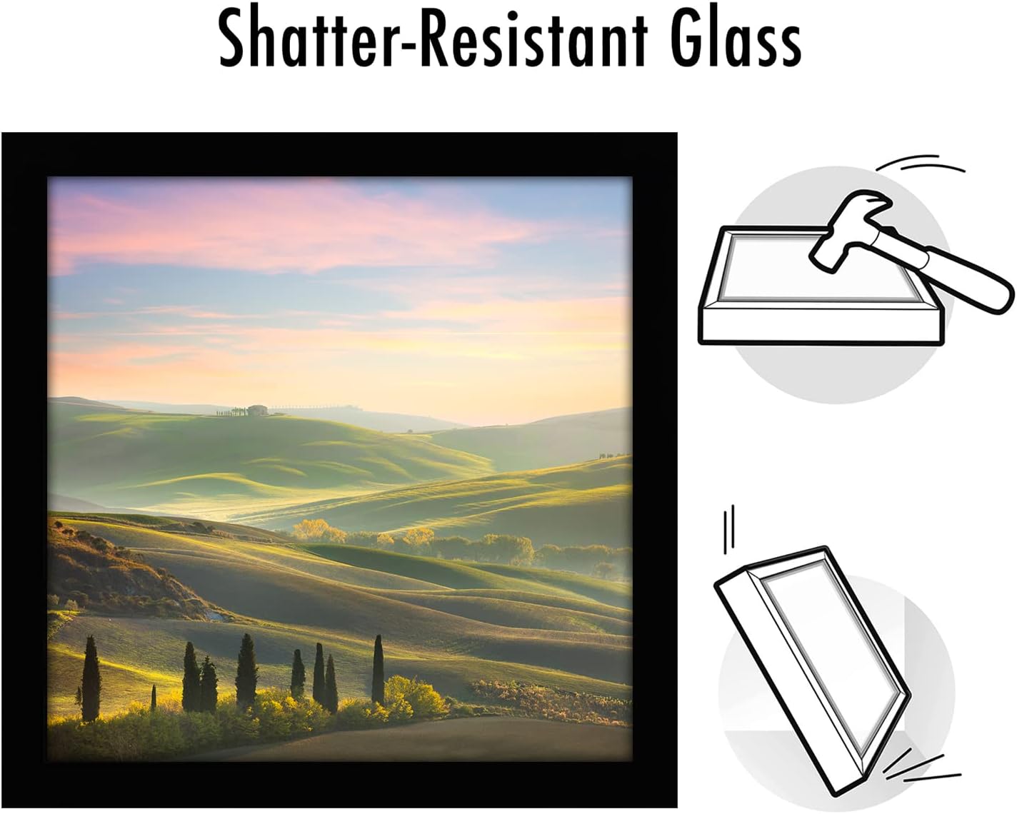 Americanflat 12x18 Poster Frame with Shatter-Resistant Glass - Signature Collection - Gallery-Style Frames Made of Engineered Wood - Photo Frame for Wall Display - Black - Colors C