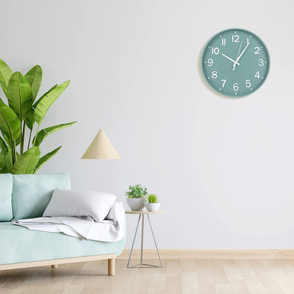 HZDHCLH Wall Clocks Battery Operated,12 inch Silent Non Ticking Modern Wall Clock for Living Room Bedroom Kitchen Office Classroom Decor (Olive Green and Gold)