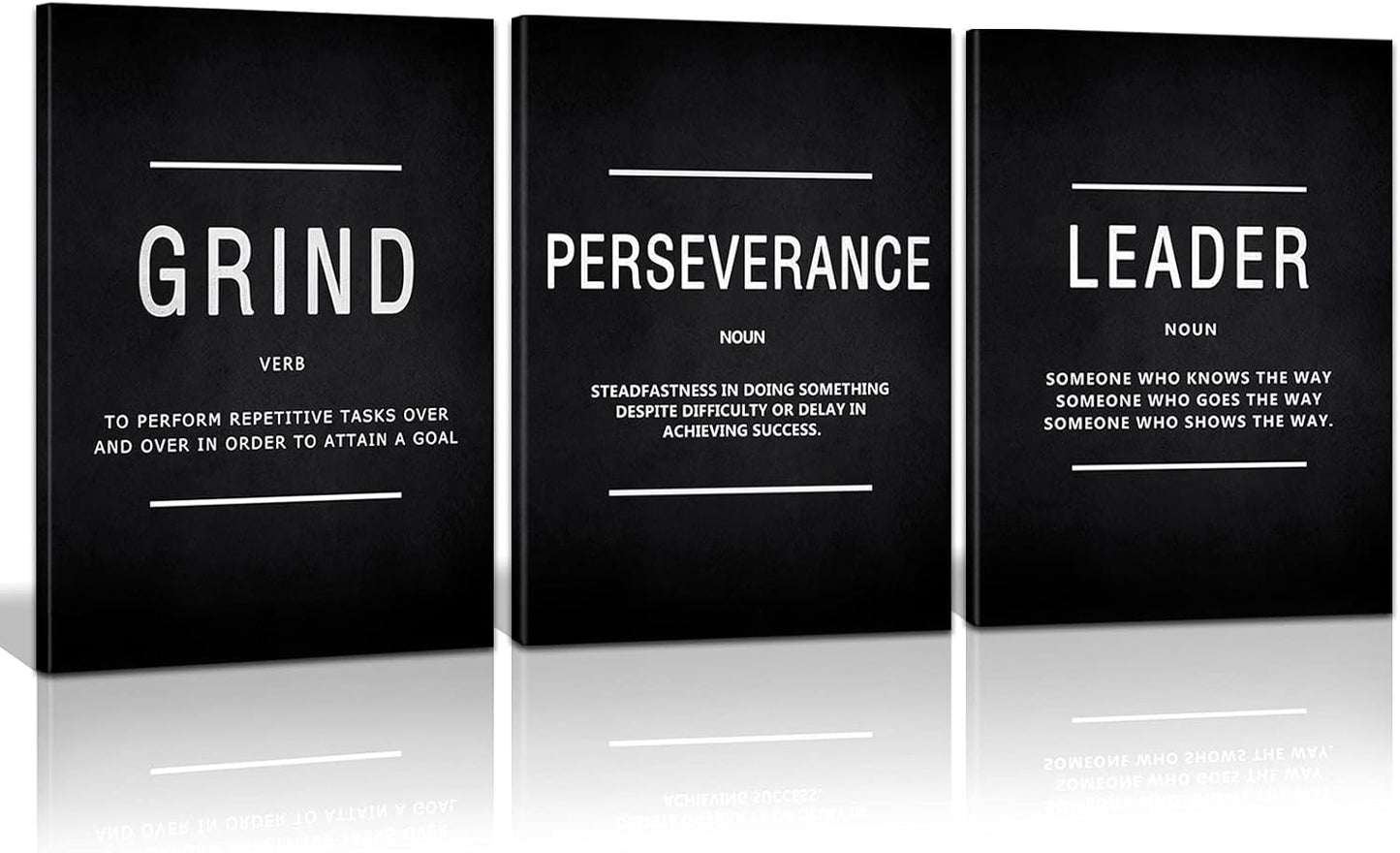 KAWAHONE Canvas Painting Wall Art, Grind Hustle Execution Motivational Wall Art Decoration Posters Prints for Living Room Bedroom, Office Decor, Gallery-Wrapped Canvas Art Set Framed Ready to Hang