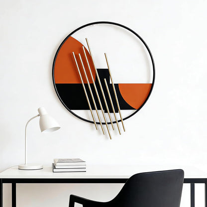 HYVAKUPPA 3D Large Metal Wall Decor Modern Aesthetic Wall Sculptures 19.7''x23.2'' Luxury Geometric Circular Decor Wall Art Artwork for Bedroom Dining Living Room Wall Decorations
