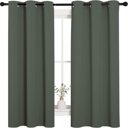 NICETOWN Halloween Pitch Black Solid Thermal Insulated Grommet Blackout Curtains/Drapes for Bedroom Window (2 Panels, 42 inches Wide by 63 inches Long, Black) - Colors C