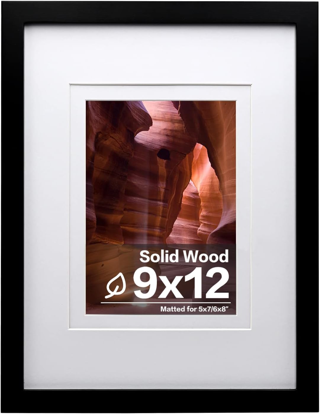 Egofine 12x16 Picture Frame Black, Covered by Plexiglass Made of Solid Wood, Display Pictures 9x12 and 11x14 with Mat or 12x16 Without Mat, for Wall Mounting Photo Frame - Colors B