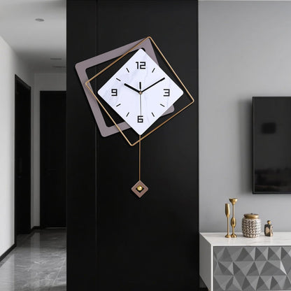 Wall Clock with Pendulum,Silent Quality Quartz Battery Operated,Modern Large Wall Clocks for Living Room Kitchen Home Bathroom Bedroom Wall Decor,16.2x26Inch(Black)