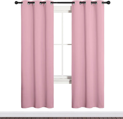 NICETOWN Halloween Pitch Black Solid Thermal Insulated Grommet Blackout Curtains/Drapes for Bedroom Window (2 Panels, 42 inches Wide by 63 inches Long, Black) - Colors A