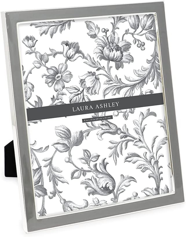 Laura Ashley 5x7 Navy Enamel Picture Frame, Gold Metal Edge with Easel, for Countertop, Counterspace, Tabletop Display, Bookshelf, Desk, Wall Décor, Photo Gallery (5x7, Navy W/Gold)