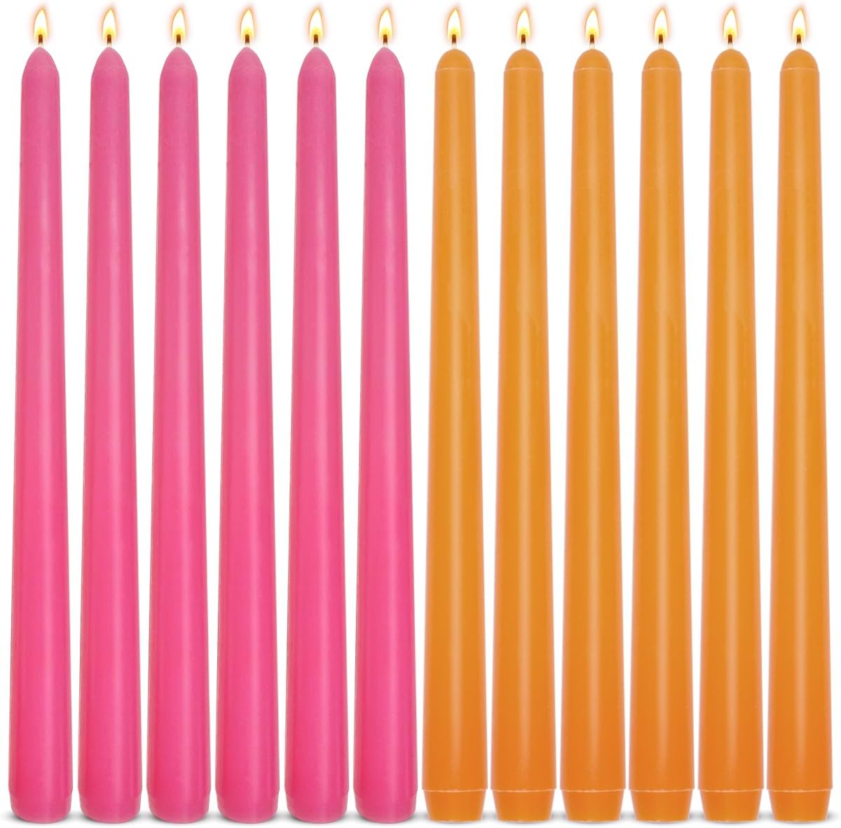12-Pack Earth Tone Taper Candles, 10 Inch Unscented Dripless Candlesticks, Long-Lasting Burn Time of 7-8 Hours, Perfect for Fall Harvest Halloween Thanksgiving Dinners Parties and Home Décor