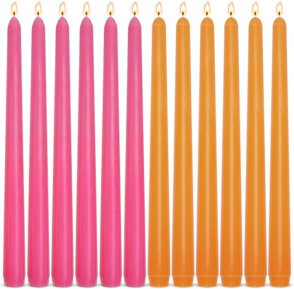 12-Pack Earth Tone Taper Candles, 10 Inch Unscented Dripless Candlesticks, Long-Lasting Burn Time of 7-8 Hours, Perfect for Fall Harvest Halloween Thanksgiving Dinners Parties and Home Décor
