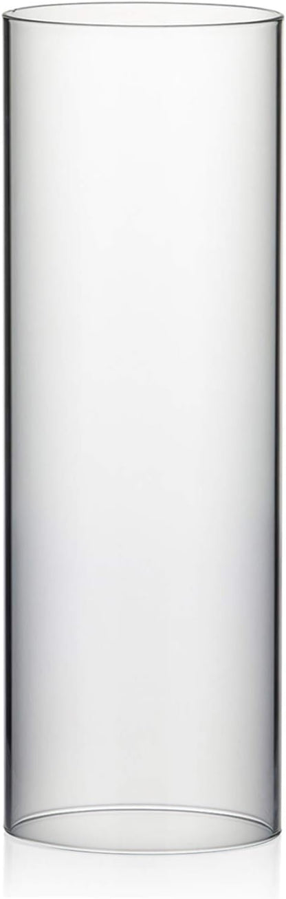WGVI Hurricane Candle Holder Sleeve, Wide 4", Height 8", Clear Glass Cylinder Candleholder, Chimney Tube, Open Ended Candle Shade, 1 Piece - Colors A
