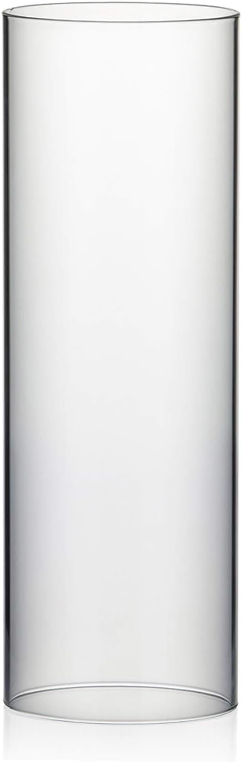 WGVI Hurricane Candle Holder Sleeve, Wide 4", Height 10", Clear Glass Cylinder Candleholder, Chimney Tube, Open Ended Candle Shade, 1 Piece - Colors A
