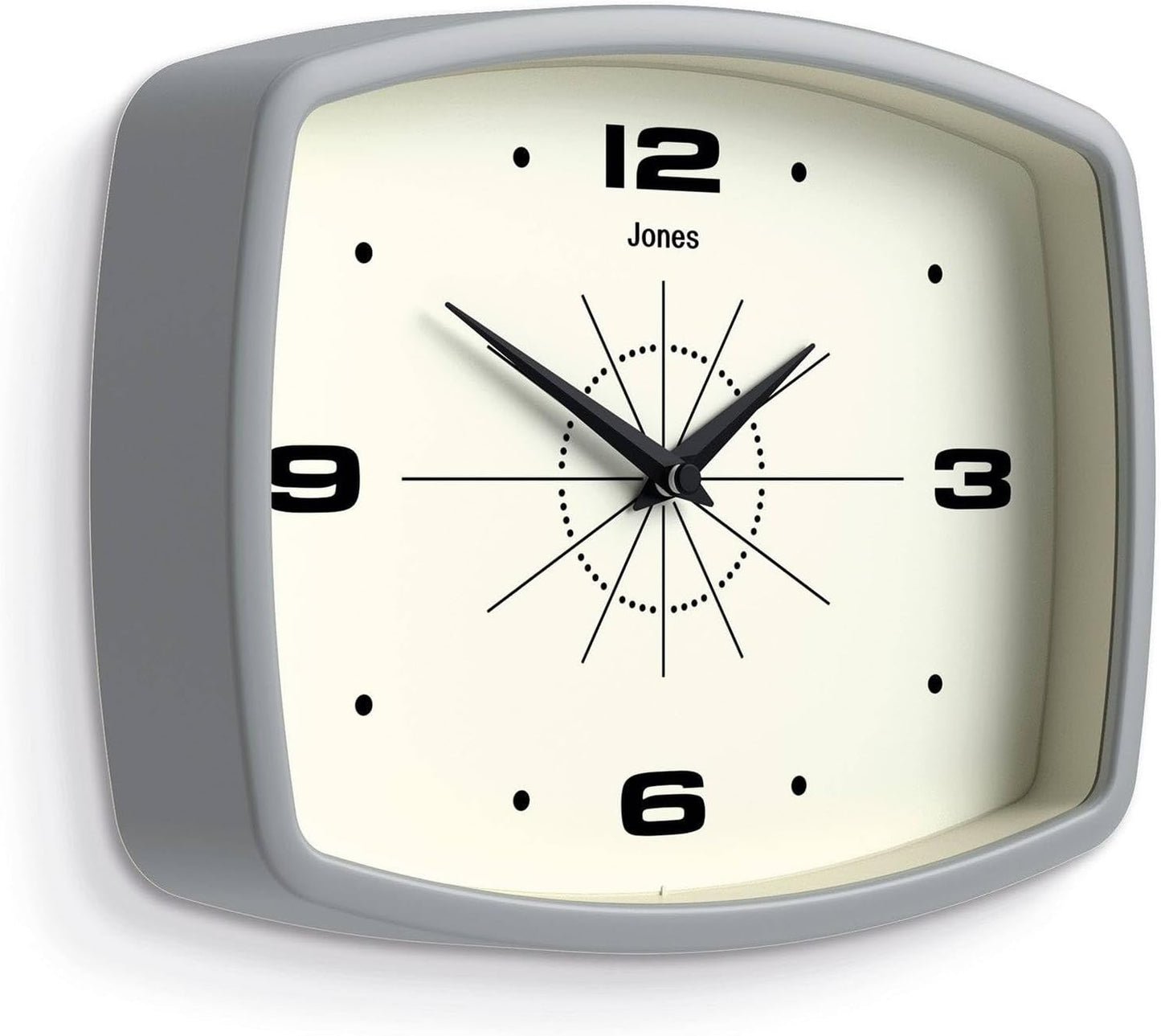 JONES CLOCKS® Movie wall Clock | Retro Rectangular Clock | 10 inch | Orange | Cool mid-Century Designer Look for Kitchen, Living Room or Office