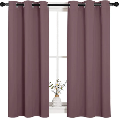 NICETOWN Halloween Pitch Black Solid Thermal Insulated Grommet Blackout Curtains/Drapes for Bedroom Window (2 Panels, 42 inches Wide by 63 inches Long, Black) - Colors E