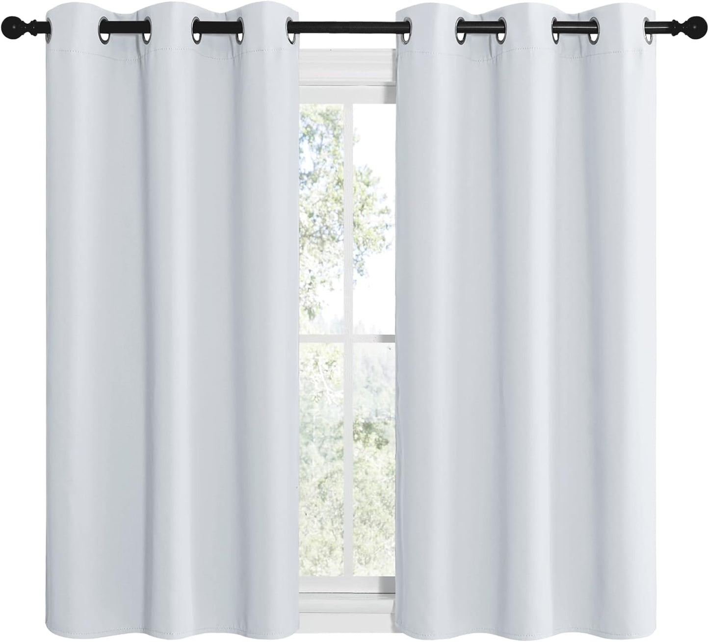 NICETOWN Halloween Pitch Black Solid Thermal Insulated Grommet Blackout Curtains/Drapes for Bedroom Window (2 Panels, 42 inches Wide by 63 inches Long, Black) - Colors A