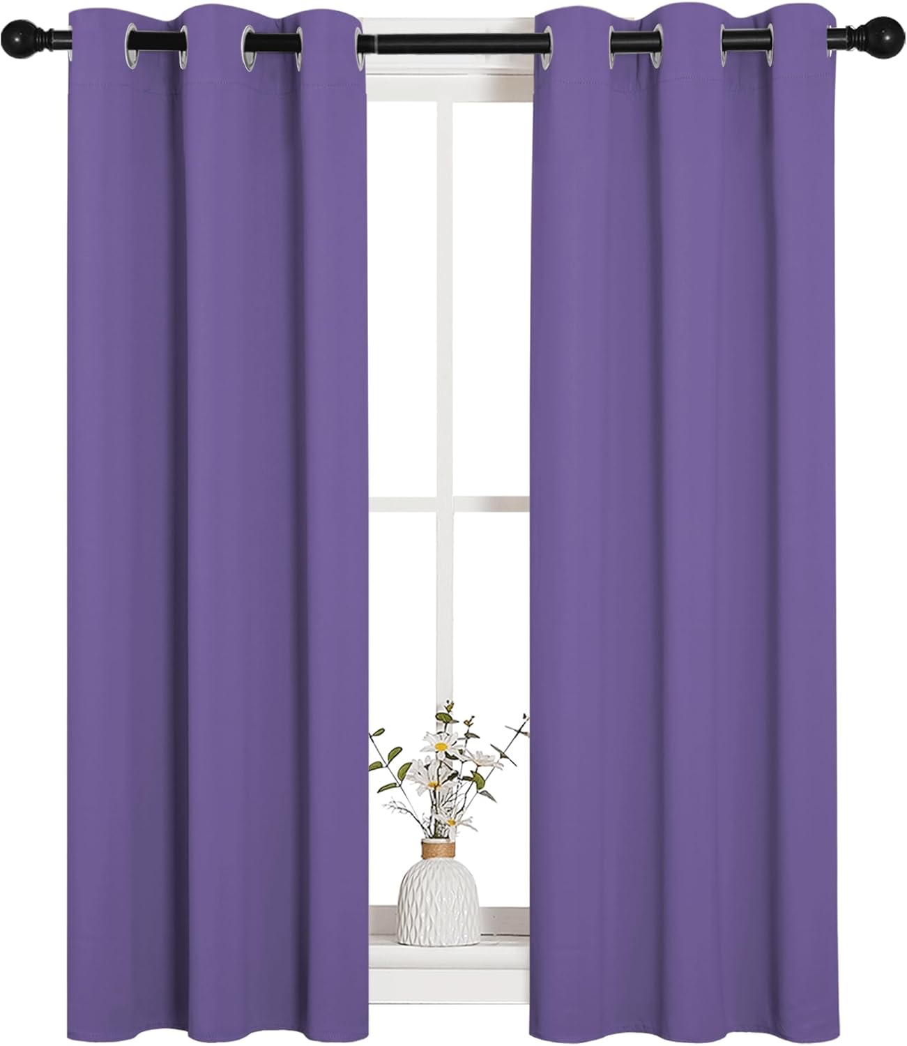 NICETOWN Halloween Pitch Black Solid Thermal Insulated Grommet Blackout Curtains/Drapes for Bedroom Window (2 Panels, 42 inches Wide by 63 inches Long, Black) - Colors D