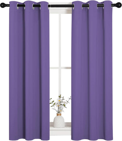 NICETOWN Halloween Pitch Black Solid Thermal Insulated Grommet Blackout Curtains/Drapes for Bedroom Window (2 Panels, 42 inches Wide by 63 inches Long, Black) - Colors D