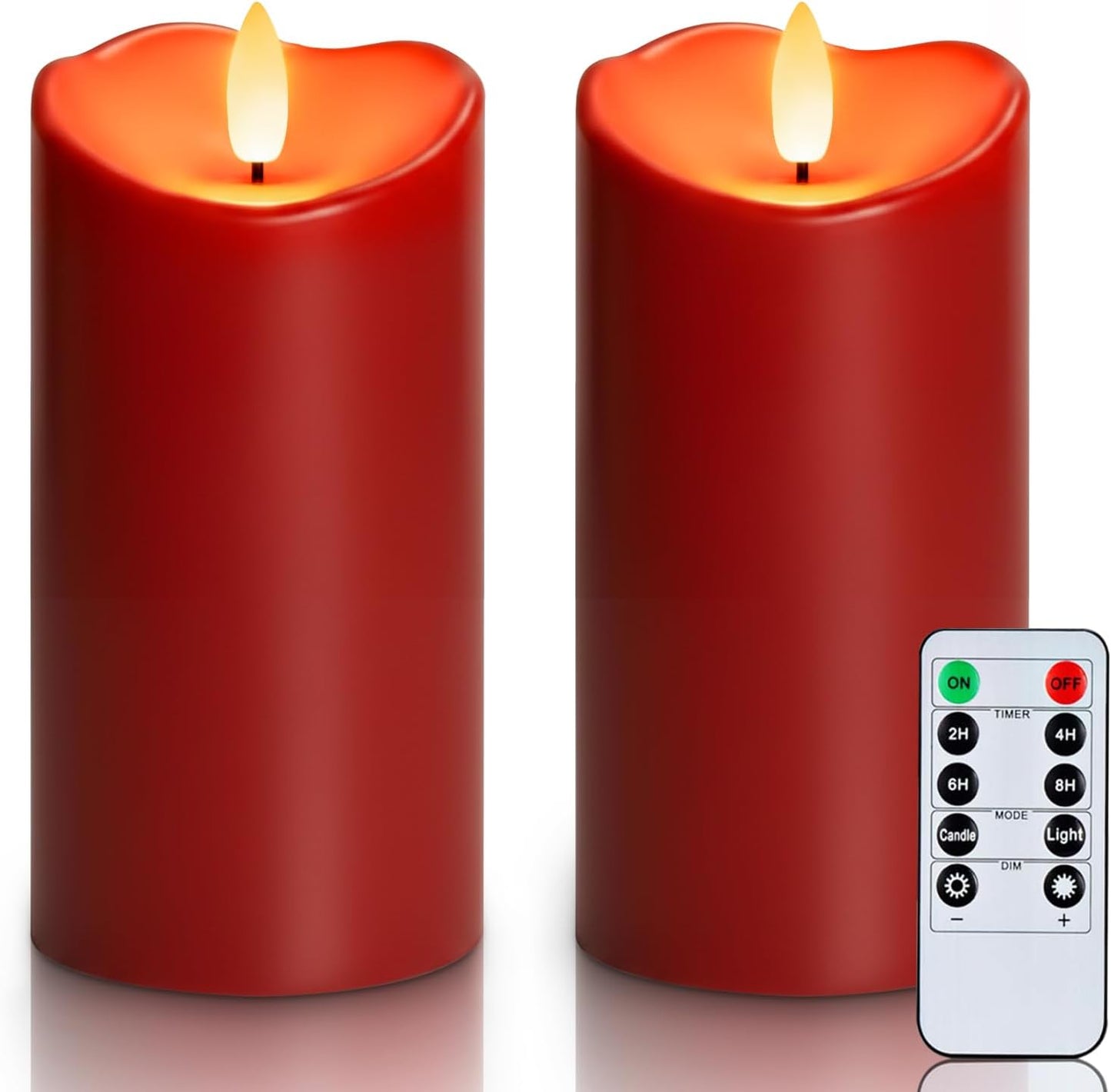 Homemory 6"x3" Outdoor Waterproof Flameless Candles, LED Candles, Battery Operated Candles with Remote and Timers, Electric Fake Plastic Pillar Candles, Ivory White, Set of 2