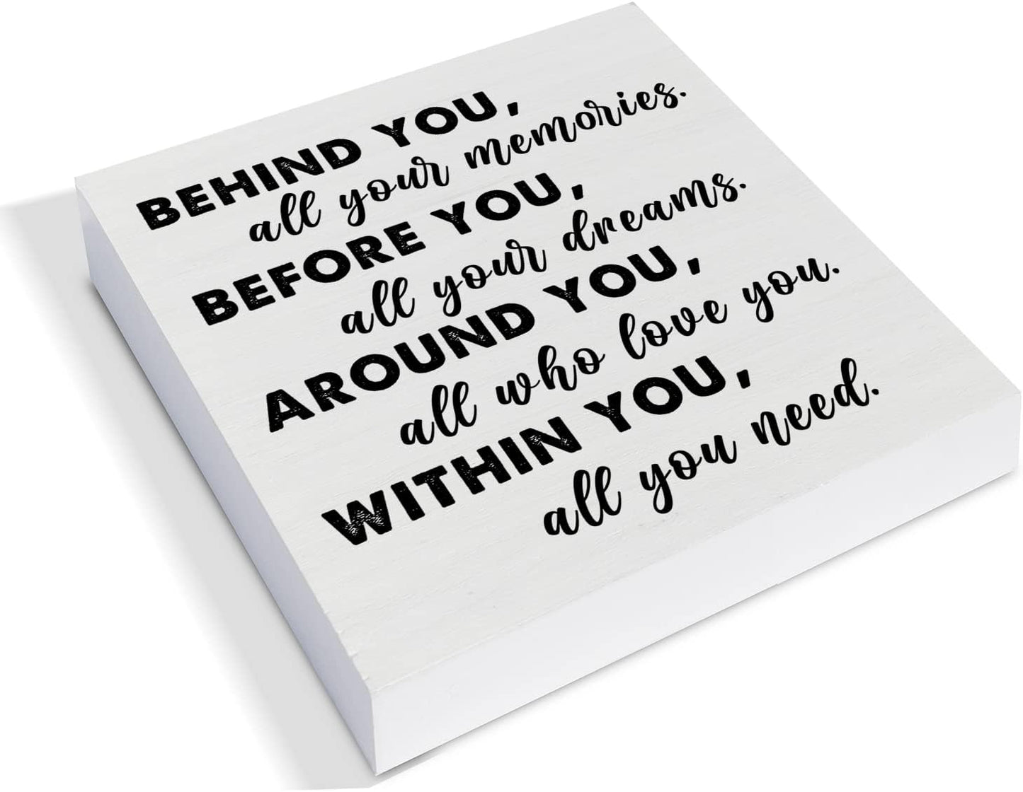 Graduation Quote Wood Box Sign Decor Desk Sign Positive Behind You All Your Memories Wooden Box Block Sign Rustic Home Shelf Wall Decoration Grad Gift