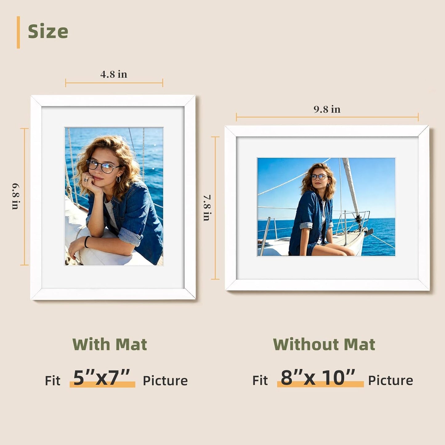 HappyHapi 4x6 Picture Frames Set of 10, Tabletop or Wall Display Pictures 3.5x5 with Mat or 4x6 Without, Multi Photo Frames Collage (Black)