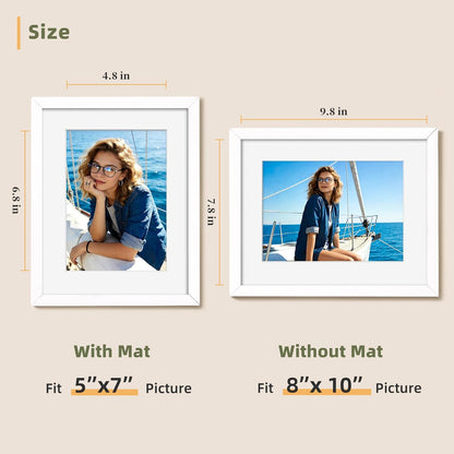 HappyHapi 4x6 Picture Frames Set of 10, Tabletop or Wall Display Pictures 3.5x5 with Mat or 4x6 Without, Multi Photo Frames Collage (Black)