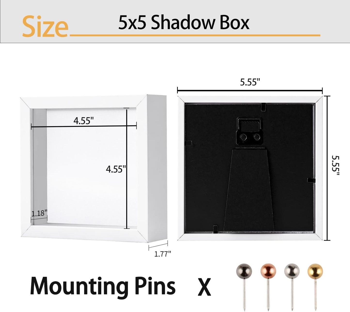8x10 Shadow Box Frame | Soft Linen Back & Push Pins Included, Polystyrene Glass Memory Display Case for Flowers, Tickets & Cherished 3D Items, Black