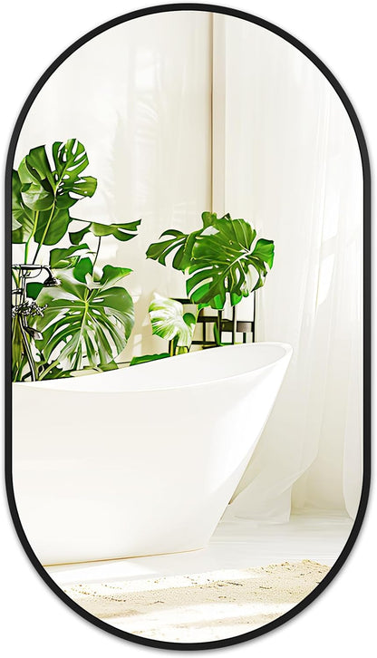 Fabuday Black Arch Bathroom Mirror for Wall - 20x28 Arched Mirror for Over Sink, Metal Framed Mirror for Hanging in Living Room, Bedroom, Entryway, Hallway