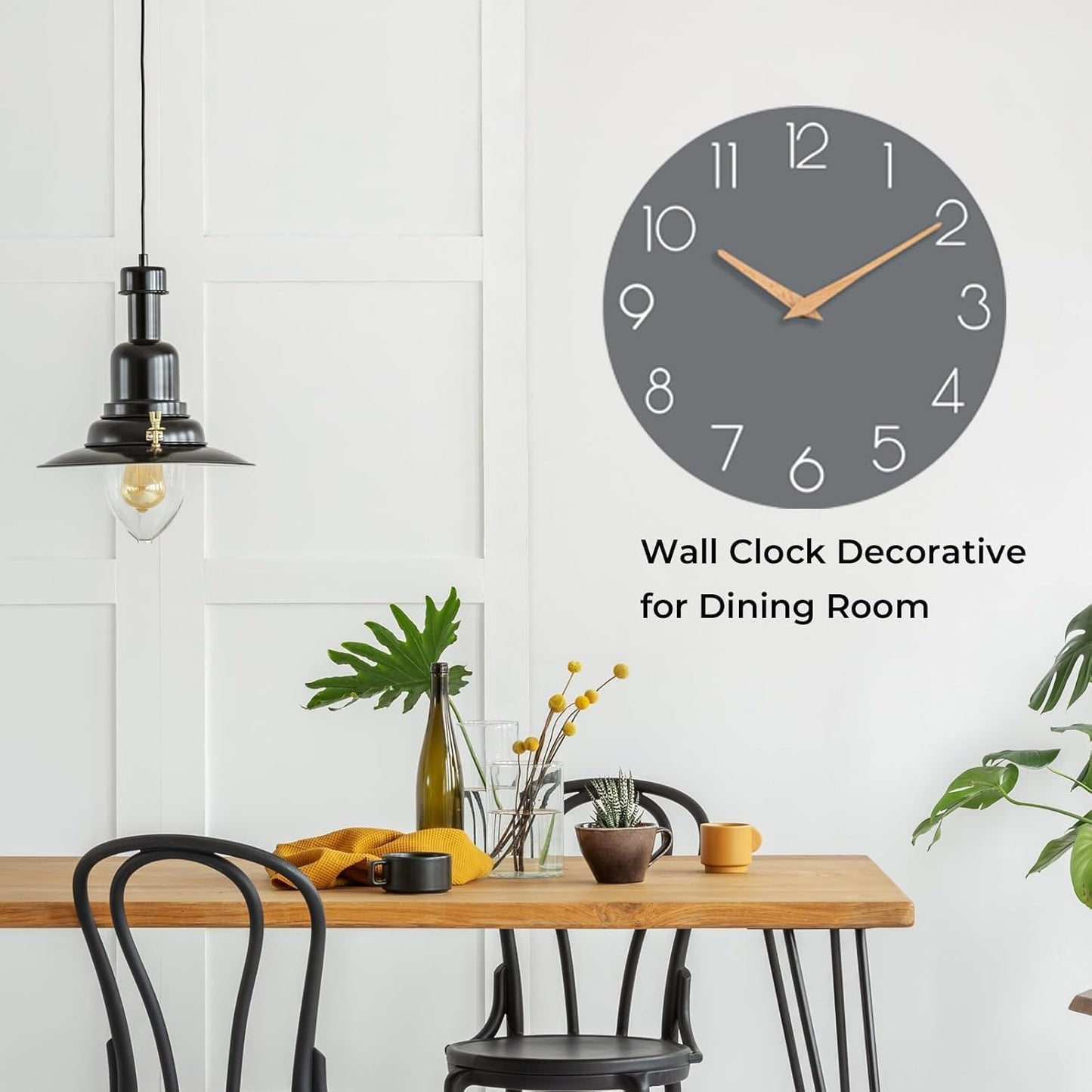 cicininc Wall Clock, Gray Silent Non-Ticking, Decorative Battery Operated Wall Clocks for Bedroom, Kitchen, Home, Office, School, Hotel (8 Inch)