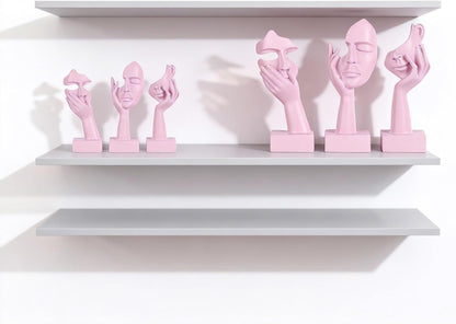 3 Pcs Thinker Small Statue Set - Black Gold Home Decor Abstract Art Figurines for Shelves, Living Room Coffee Table, Office Desktop (3 Pcs Gold, 6")