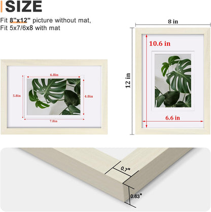 Egofine 12x16 Picture Frame Black, Covered by Plexiglass Made of Solid Wood, Display Pictures 9x12 and 11x14 with Mat or 12x16 Without Mat, for Wall Mounting Photo Frame - Colors A