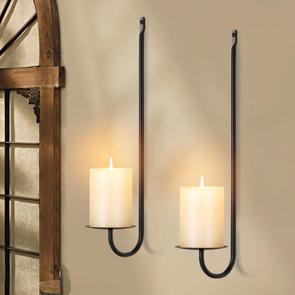 Candle Sconces Set of 2, Taper & Pillar Wall Candle Holder, 13.2 Inch Black Wall Sconces Set of Two, Decor for Entryway, Stair Corner, Living Room, Gifts for Men Women Mom or Dad