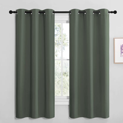 NICETOWN Halloween Pitch Black Solid Thermal Insulated Grommet Blackout Curtains/Drapes for Bedroom Window (2 Panels, 42 inches Wide by 63 inches Long, Black) - Colors C