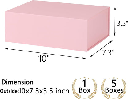 Pink Gift Box,10x7.3x3.5 Gift Boxes With Lids For Presents Includes Ribbon And Diy Printable Sticker Paper,Bridesmaid Proposal Box,Magnetic Gift Box For Birthday,Wedding,Graduation - Colors A