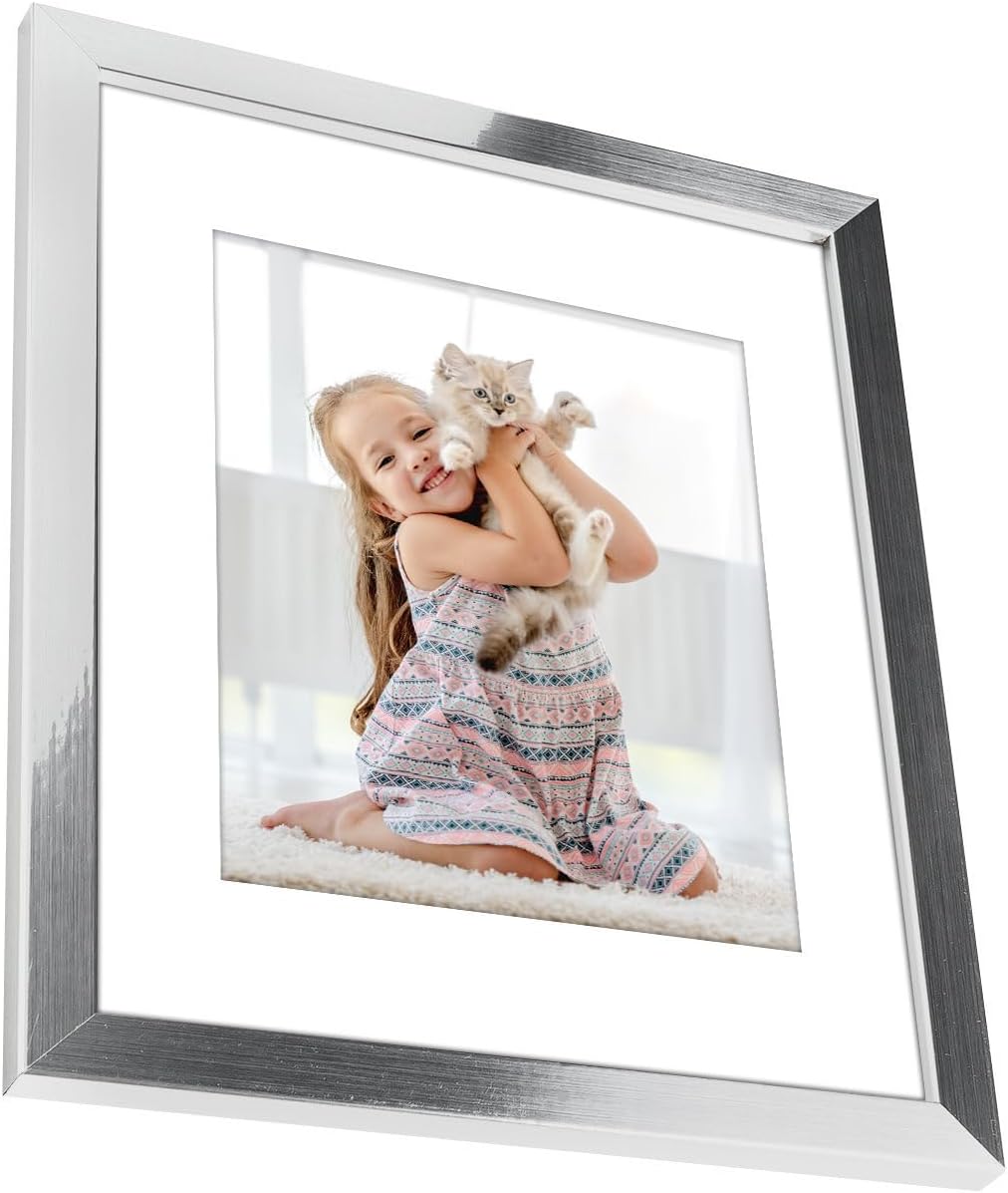 Americanflat 8x10 Picture Frame with Shatter-Resistant Glass - Use as 5x7 Frame with Mat or Display 8x10 Photo Without Mat - Signature Collection - Picture Frames for Tabletop and Wall Display - Black