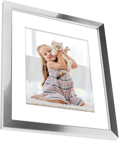 Americanflat 8x10 Picture Frame with Shatter-Resistant Glass - Use as 5x7 Frame with Mat or Display 8x10 Photo Without Mat - Signature Collection - Picture Frames for Tabletop and Wall Display - Black