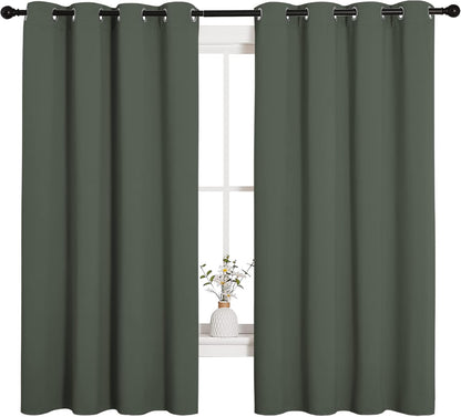 NICETOWN Halloween Pitch Black Solid Thermal Insulated Grommet Blackout Curtains/Drapes for Bedroom Window (2 Panels, 42 inches Wide by 63 inches Long, Black) - Colors C