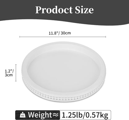 Hanobe Round Wooden Decorative Tray: White Washed Bead Tray Decor for Coffee Table Centerpiece Rustic Farmhouse Tray for Kitchen Counter Living Room Decoration