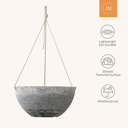 LA JOLIE MUSE Large Hanging Planters - 13 Inch Flower Pots Outdoor Indoor, Hanging Garden Planters Set of 2, New Iron Color