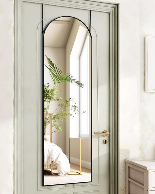 KOMCOTE Full Length Floor Mirror, 82x42 Inch Oversized Arched Standing Mirror in Black for Bedroom, Living Room, Dressing Room - Elegant Freestanding Leaning Mirror Decor