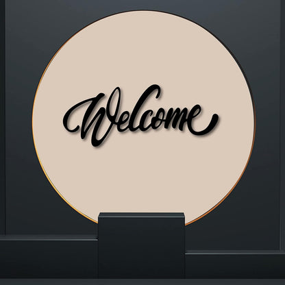 CREATCABIN Welcome Sign Welcome Wood Cutout Wooden Wall Decor Letters Laser Cut Art Unfinished Rustic Decorative DIY for Front Door Home Gallery Porch Coffee Bar Wreath Gift 11.8 x 2.4 Inch