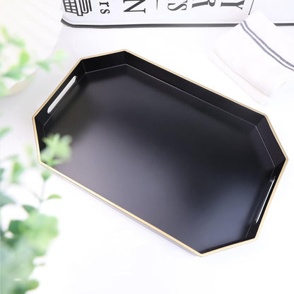 Green Decorative Tray with Handles, Versatile Serving Tray for Coffee Table, Ottoman, Ideal for Serving, Displaying, Organizing, 15.7"*10.2"*1.57"